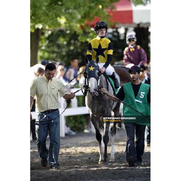 Julien R. Leparoux on Macho Again enters the track before the start of the 139th running of the Travers presented by Shadwell Farm Saratoga, 23rd august 2008 ph. Stefano Grasso