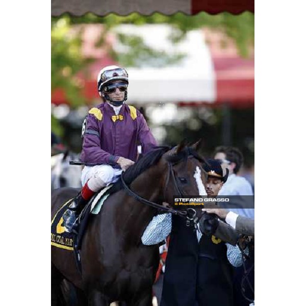 John R. Velazquez on Cool Coal Man enters the track before the start of the 139th running of the Travers presented by Shadwell Farm Saratoga, 23rd august 2008 ph. Stefano Grasso
