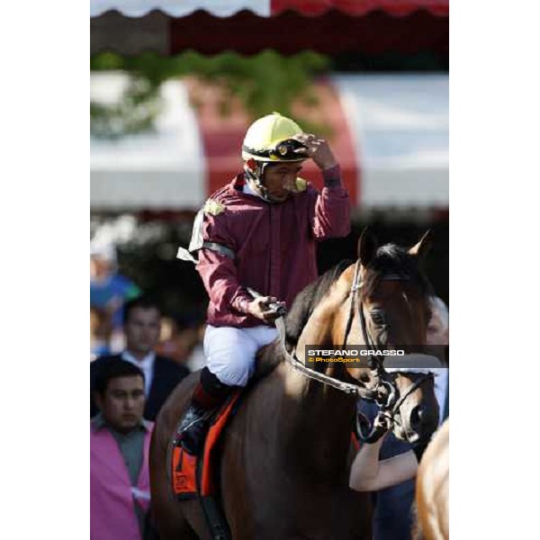 Jorge F. Chavez on Amped enters the track before the start of the 139th running of the Travers presented by Shadwell Farm Saratoga, 23rd august 2008 ph. Stefano Grasso