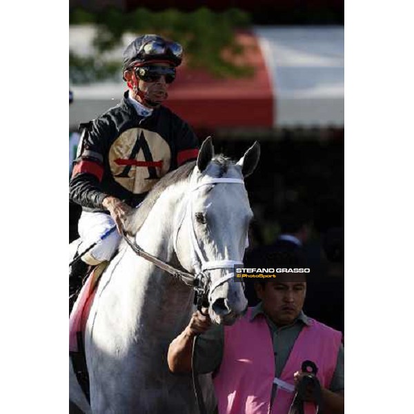 Eibar Coa on Harlem Rocker enters the track before the start of the 139th running of the Travers presented by Shadwell Farm Saratoga, 23rd august 2008 ph. Stefano Grasso
