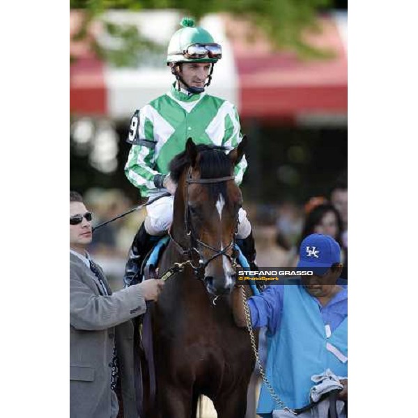 Robby Albarado on Mambo in Seattle enters the track before the start of the 139th running of the Travers presented by Shadwell Farm Saratoga, 23rd august 2008 ph. Stefano Grasso