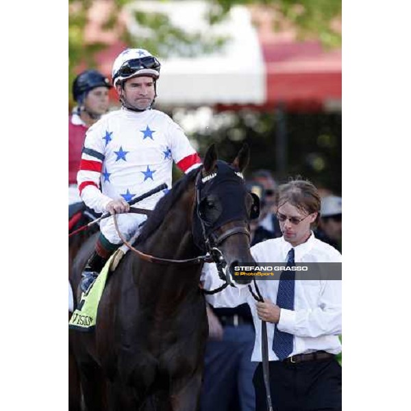Kent J. Desormeaux on Court Vision enters the track before the start of the 139th running of the Travers presented by Shadwell Farm Saratoga, 23rd august 2008 ph. Stefano Grasso