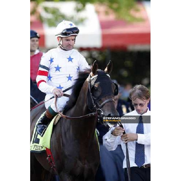 Kent J. Desormeaux on Court Vision enters the track before the start of the 139th running of the Travers presented by Shadwell Farm Saratoga, 23rd august 2008 ph. Stefano Grasso
