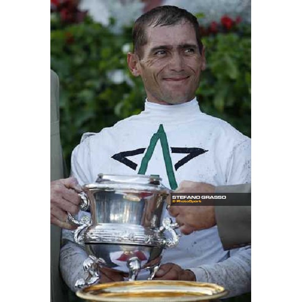 Garrett Gomez smiling after winning the 139th running of the Travers presented by Shadwell Farm Saratoga, 23rd august 2008 ph. Stefano Grasso