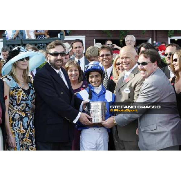 giving prize ceremony for Alan Garcia and trainer Kiaran McLaughlinn after winning the 50th running of the Bernard Baruch Saratoga, 23rd august 2008 ph. Stefano Grasso