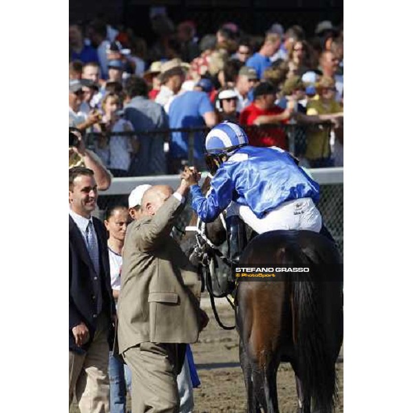 Alan Garcia exulting on Skakis after winning the 50th running of The Bernard Baruch Saratoga, 23rd august 2008 ph. Stefano Grasso
