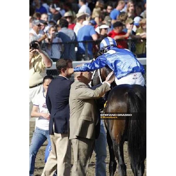 Alan Garcia exulting on Skakis after winning the 50th running of The Bernard Baruch Saratoga, 23rd august 2008 ph. Stefano Grasso