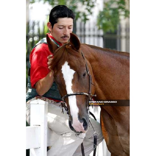 a pony with his groom at Saratoga racetrack Saratoga, 22nd august 2008 ph. Stefano Grasso