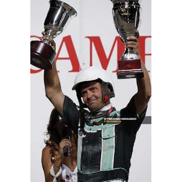 Enrico Bellei stands the cups after winning the Campionato Europeo with Ghiaccio del Nord Cesena, 6th september 2008 ph. Stefano Grasso