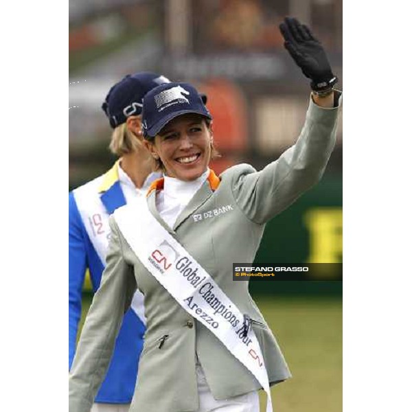 Meredith Michaels -Beerbaum triumphing after winning the italian Global Champions Tour leg Arezzo, 13th sept. 2008 ph. Stefano Grasso