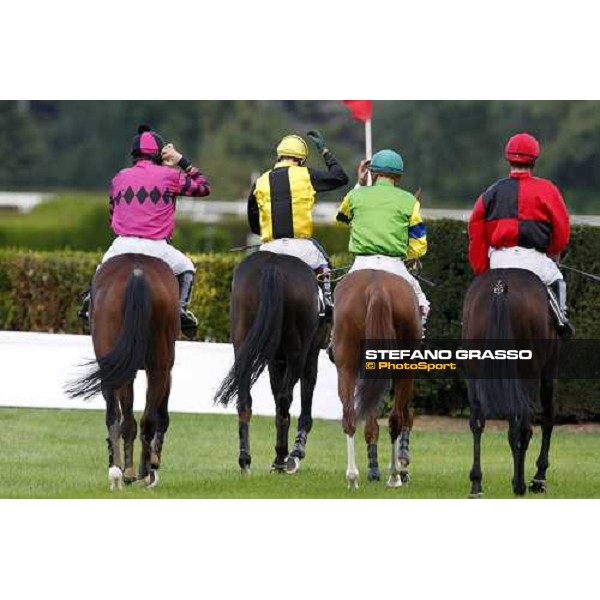 going to the start of the 64¡ Premio delle Nazioni - Mem. M. Rocca Sir Bahhare, Fatal Mac, Ituriel and Black Diamond Merano Maia, 26th sept. 2008 ph. Stefano Grasso