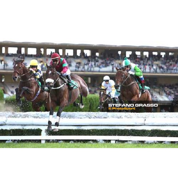 at right Raffaele Romano on Sharstar jumps in the 69.¡ Gran Premio Merano Forst following L\' As de Pembo Merano, 28th sep. 2008 ph. Stefano Grasso