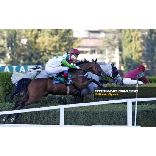 Raffaele Romano on Sharstar jumps the oxer and goes to win the 69.¡ Gran Premio Merano Forst Merano, 28th sep. 2008 ph. Stefano Grasso