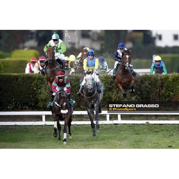 L\' As de Pembo leads followed by Duero and Sharstar during a jump in the 69.¡ Gran Premio Merano Forst Merano, 28th sep. 2008 ph. Stefano Grasso