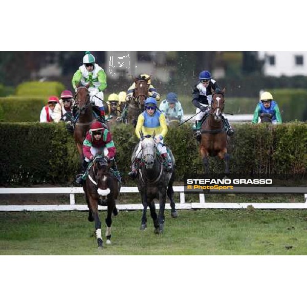 L\' As de Pembo leads followed by Duero and Sharstar during a jump in the 69.¡ Gran Premio Merano Forst Merano, 28th sep. 2008 ph. Stefano Grasso