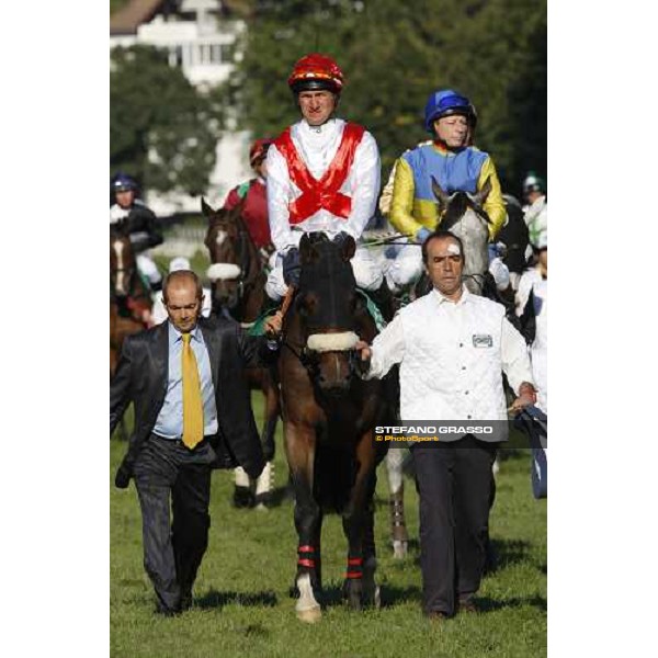 X. Hondier on Asselin of Razza Dormello Olgiata parading before the start of the 69.¡Gran Premio Merano Forst Merano, 28th sep. 2008 ph. Stefano Grasso