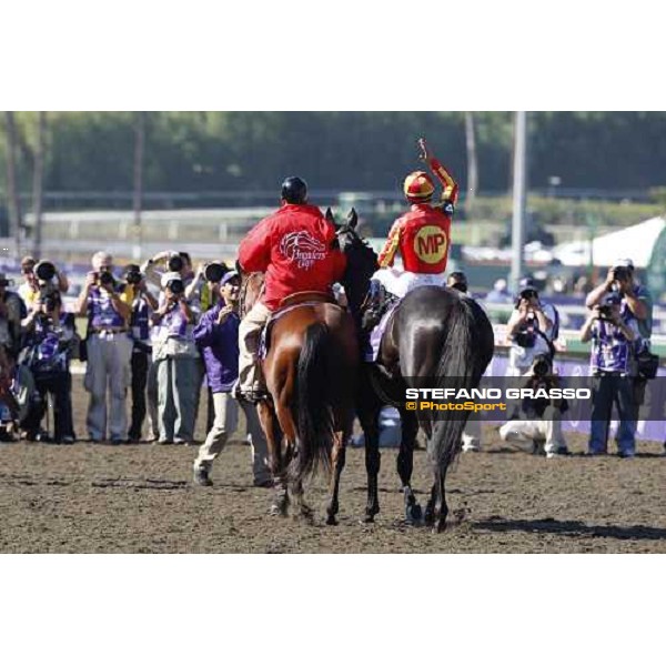 Garrett Gomez on Midnight Lute celebrates after winning the Breeders\' Cup Turf at Santa Anita Los Angeles- Santa Anita, 25th oct. 2008 ph. Stefano Grasso