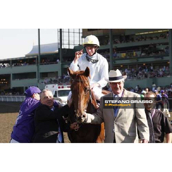 Ryan Moore on Conduit comes back in triumph with the owner after winning the Breeders\' Cup Turf at Santa Anita Los Angeles- Santa Anita, 25th oct. 2008 ph. Stefano Grasso