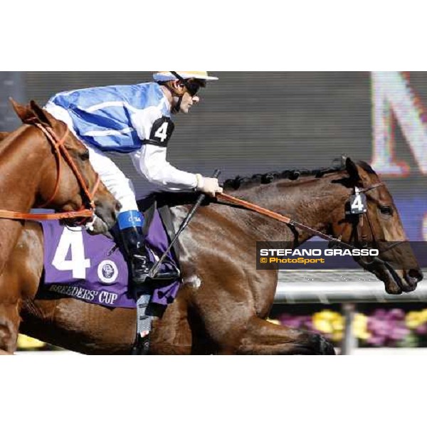close up for Olivier Peslier on Goldikova before winning the Breeders\' Cup Mile at Santa Anita Los Angeles- Santa Anita, 25th oct. 2008 ph. Stefano Grasso