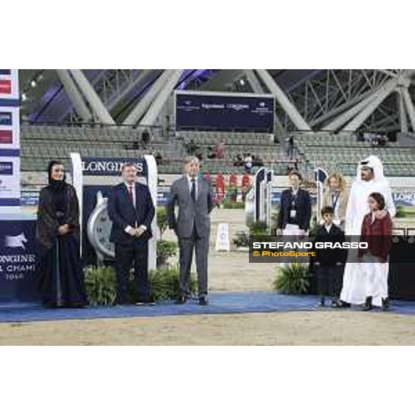 LGCT of Doha - Grand Prix Prize giving ceremony - Sheikha Moza Bint Nasser Al Missned, Jan Tops (President of LGCT and co-founder of GCL), Charles Villoz (VP and Head of International Sales at Longines), Sheikh Joaan Bin Hamad Al Thani - Doha - Al Shaqab, 10 November 2018 - ph.Stefano Grasso/LGCT