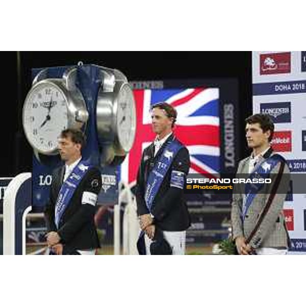 LGCT of Doha - Overall standing Prize giving ceremony - Ben Maher (GBR), Harrie Smolders (NED), Nicola Philippaerts (BEL) - Doha - Al Shaqab, 10 November 2018 - ph.Stefano Grasso/LGCT