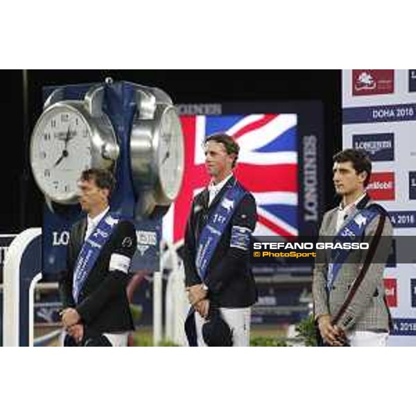 LGCT of Doha - Overall standing Prize giving ceremony - Ben Maher (GBR), Harrie Smolders (NED), Nicola Philippaerts (BEL) - Doha - Al Shaqab, 10 November 2018 - ph.Stefano Grasso/LGCT