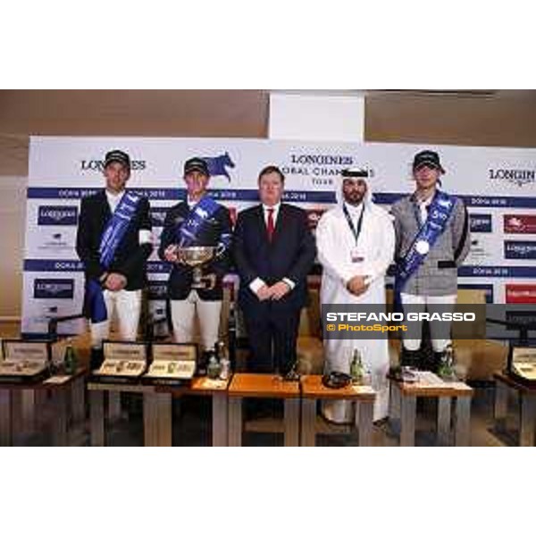 LGCT of Doha - Press conference - Harrie Smolders (NED), Ben Maher (GBR), Jan Tops (President of LGCT and co-founder of GCL), Ali Al Rumaihi, Nicola Philippaerts (BEL) - Doha - Al Shaqab, 10 November 2018 - ph.Stefano Grasso/LGCT