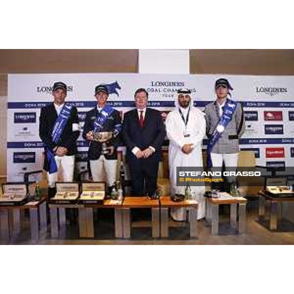 LGCT of Doha - Press conference - Harrie Smolders (NED), Ben Maher (GBR), Jan Tops (President of LGCT and co-founder of GCL), Ali Al Rumaihi, Nicola Philippaerts (BEL) - Doha - Al Shaqab, 10 November 2018 - ph.Stefano Grasso/LGCT