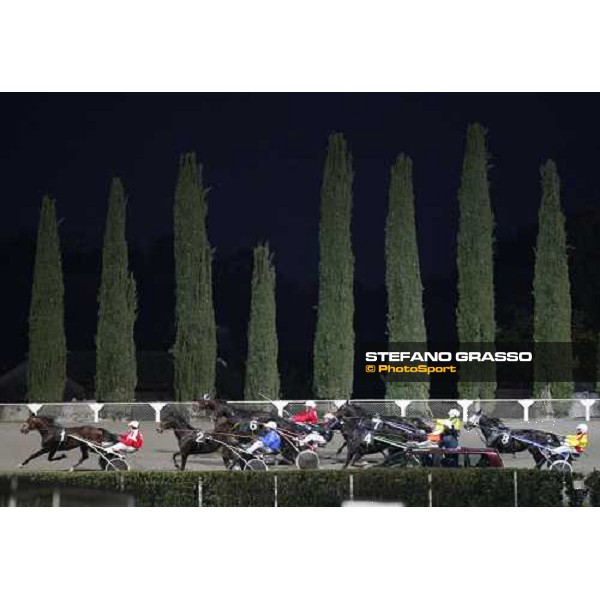 Davide Nuti with Filipp Roc leads on the last bend of the 3rd heat of the Palio dei Comuni followed by the winner Erik Adielsson with Passionate Kemp Montegiorgio (AP), 23rd nov. 2008 ph. Stefano Grasso