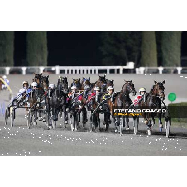 Davide Nuti with Filipp Roc leads at the first turn of the final of 20¡ Palio dei Comuni followed by te winner Jorma Kontio with Opal Viking Montegiorgio (AP), 23rd nov. 2008 ph. Stefano Grasso
