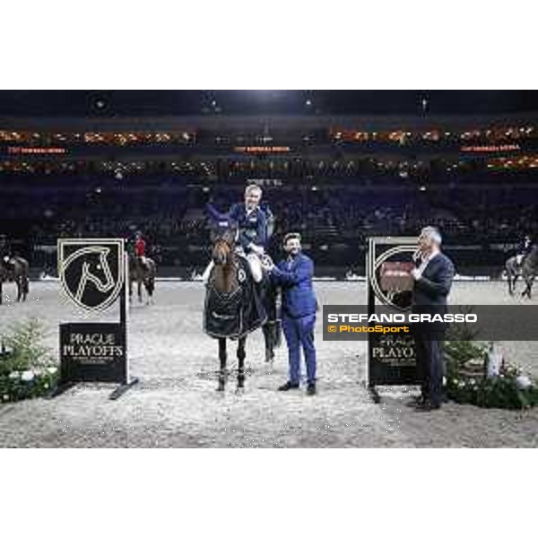 GC Prague Playoffs - Class 9 - Prize giving ceremony - David Will (GER) on Forest Gump 29 - Prague, O2 Arena - 15 December 2018 - ph.Mario Grassia/LGCT
