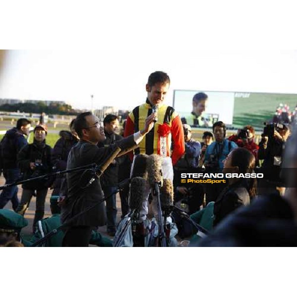 an happy Mirco Demuro interviwed after winning the Japan Cup at Fuchu racecourse Tokyo, 30th nov. 2008 ph. Stefano Grasso