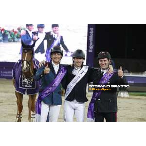 CHI Al Shaqab - Grand Prix - Prize giving ceremony - Pieter Devos (BEL), Nicola Philippaerts (BEL), Emanuele Gaudiano (ITA) - Doha, Al Shaqab - 9 March 2019 - ph.Stefano Grasso/CHI Al Shaqab
