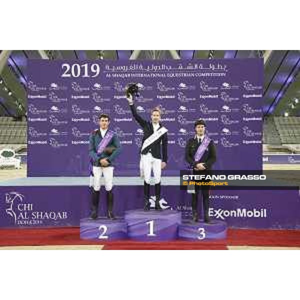 CHI Al Shaqab - Grand Prix - Prize giving ceremony - Pieter Devos (BEL), Nicola Philippaerts (BEL), Emanuele Gaudiano (ITA) - Doha, Al Shaqab - 9 March 2019 - ph.Stefano Grasso/CHI Al Shaqab