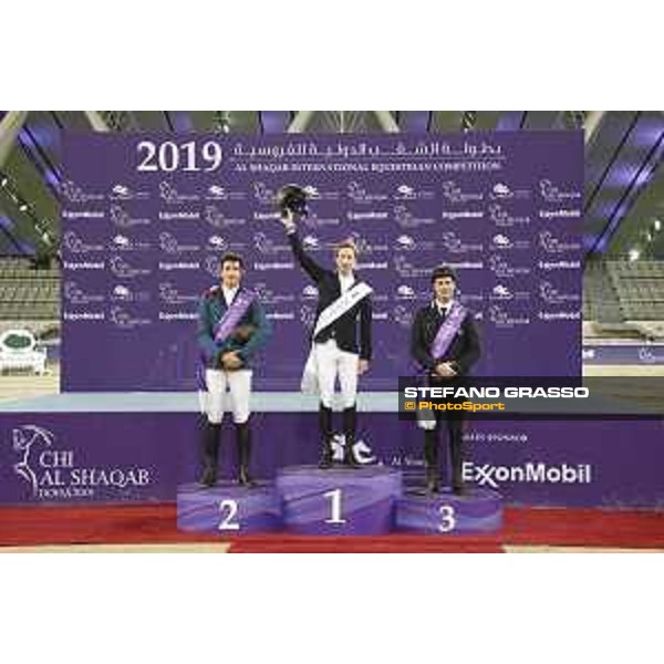 CHI Al Shaqab - Grand Prix - Prize giving ceremony - Pieter Devos (BEL), Nicola Philippaerts (BEL), Emanuele Gaudiano (ITA) - Doha, Al Shaqab - 9 March 2019 - ph.Stefano Grasso/CHI Al Shaqab