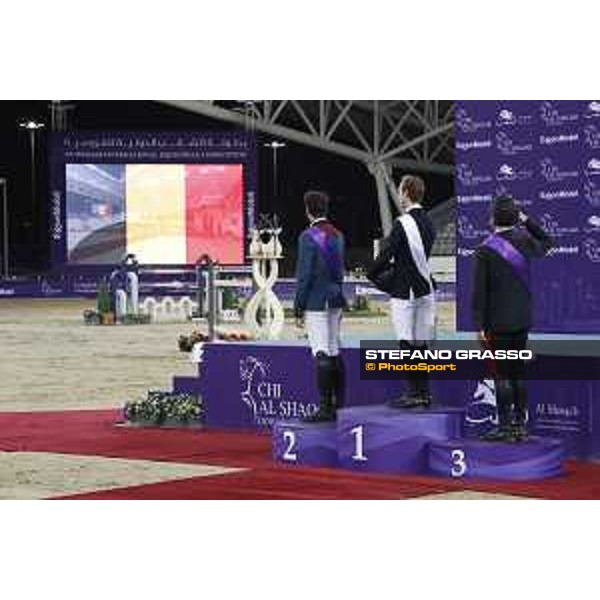 CHI Al Shaqab - Grand Prix - Prize giving ceremony - Pieter Devos (BEL), Nicola Philippaerts (BEL), Emanuele Gaudiano (ITA) - Doha, Al Shaqab - 9 March 2019 - ph.Stefano Grasso/CHI Al Shaqab