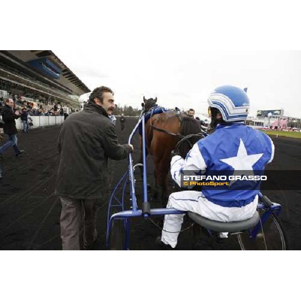Sebastien Baude with Orlando Sport comes back to the winner circle after winning the Prix du Luxembourg Paris - Vincennes, 24th january 2009 ph. Stefano Grasso