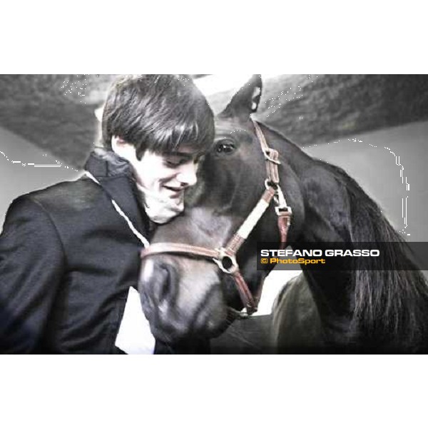 Giuseppe Biasuzzi with Giuseppe Bi at Vincennes before the Prix d\' Amerique Paris-Vincennes, 25th january 2009 ph.Stefano Grasso