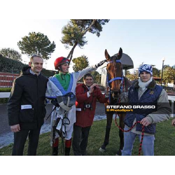 Josef Bartos congratulates with Paracchini winner of the 59.a Gran Corsa Siepi di Roma. close to him trainer Josef Vana Roma, 15th february 2009 ph. Stefano Grasso