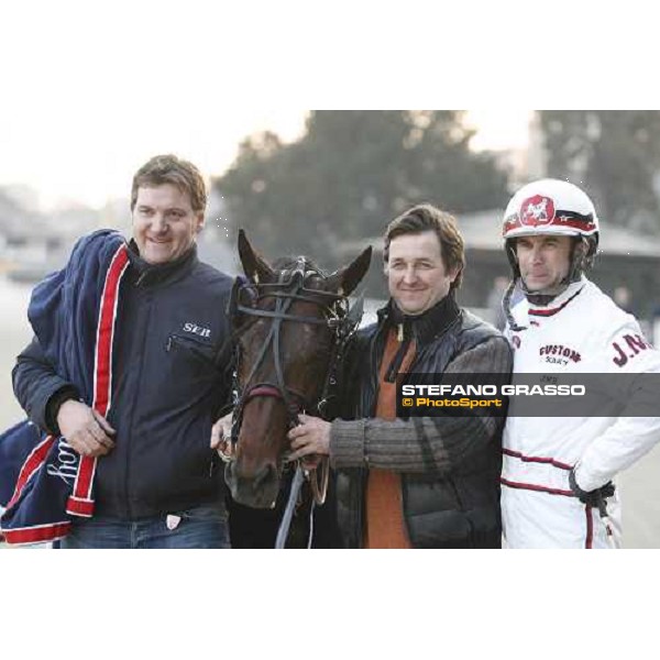 Jean-Michel Bazire, Fabrice Souloy, Igor Font and the groom pose after winning the Gran Premio Encat \'Memorial Fausto Branchini\' Milano, 21 february 2009 ph. Stefano Grasso