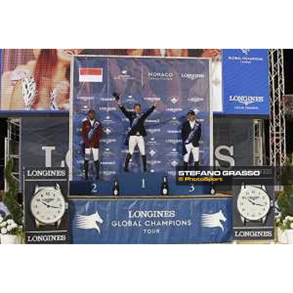 LGCT of Monaco - Grand Prix - Prize giving ceremony - The podium: 1st Maikel Van Der Vleuten (NED), 2nd Bassem Hassan Mohammed (QAT), 3rd Julien Epaillard (FRA) - Monaco, Port Hercule - 29 June 2019 - ph.Stefano Grasso/LGCT