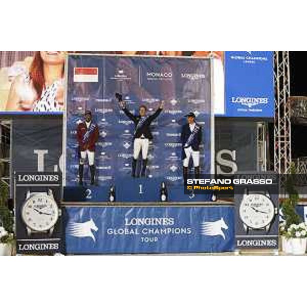 LGCT of Monaco - Grand Prix - Prize giving ceremony - The podium: 1st Maikel Van Der Vleuten (NED), 2nd Bassem Hassan Mohammed (QAT), 3rd Julien Epaillard (FRA) - Monaco, Port Hercule - 29 June 2019 - ph.Stefano Grasso/LGCT