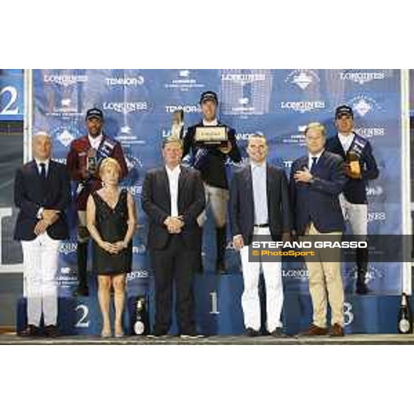 LGCT of Monaco - Grand Prix - Prize giving ceremony - The podium: 1st Maikel Van Der Vleuten (NED), 2nd Bassem Hassan Mohammed (QAT), 3rd Julien Epaillard (FRA). Diane Fissore, Charles Villoz, Jan Tops, Lars Windhorst, Longines watch - Monaco, Port Hercule - 29 June 2019 - ph.Stefano Grasso/LGCT