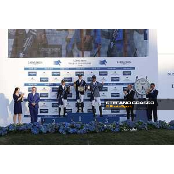 LGCT of Roma - Grand Prix - Prize giving ceremony - The podium: 1st Ben Maher (GBR), 2nd Marlon Modolo Zanotelli (BRA) and 3rd Ludger Beerbaum (GER) - Roma, Stadio dei Marmi - 7 September 2019 - ph.Stefano Grasso/LGCT