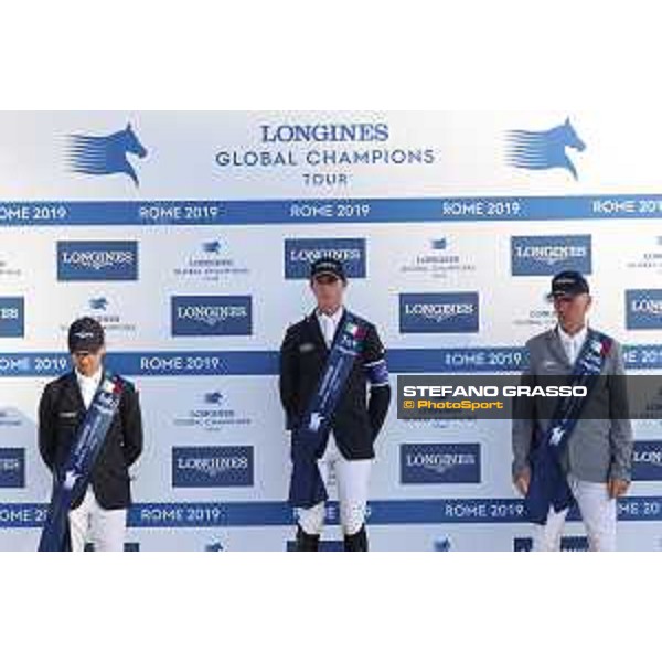 LGCT of Roma - Grand Prix - Prize giving ceremony - The podium: Marlon Modolo Zanotelli (BRA) , Ben Maher (GBR), Ludger Beerbaum (GER) - Roma, Stadio dei Marmi - 7 September 2019 - ph.Stefano Grasso/LGCT