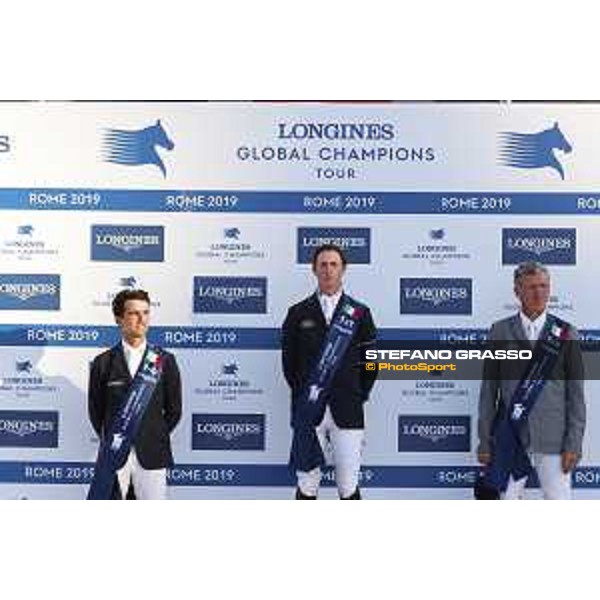 LGCT of Roma - Grand Prix - Prize giving ceremony - The podium: Marlon Modolo Zanotelli (BRA) , Ben Maher (GBR), Ludger Beerbaum (GER) - Roma, Stadio dei Marmi - 7 September 2019 - ph.Stefano Grasso/LGCT