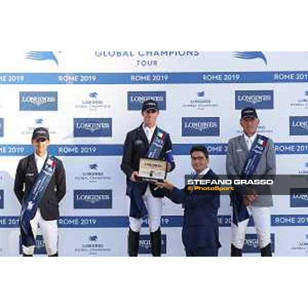LGCT of Roma - Grand Prix - Prize giving ceremony - The podium: Marlon Modolo Zanotelli (BRA) , Ben Maher (GBR), Ludger Beerbaum (GER). Fabrizio Giaccon - Roma, Stadio dei Marmi - 7 September 2019 - ph.Stefano Grasso/LGCT