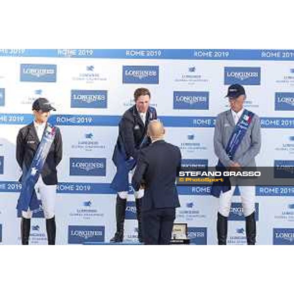 LGCT of Roma - Grand Prix - Prize giving ceremony - The podium: 1st Ben Maher (GBR), 2nd Marlon Modolo Zanotelli (BRA) and 3rd Ludger Beerbaum (GER) - Roma, Stadio dei Marmi - 7 September 2019 - ph.Stefano Grasso/LGCT