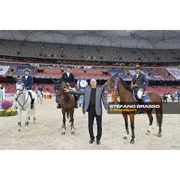 Group photo prize giving ceremony - Jos Veerloy,Martin Fuchs,Jiri Galatu Beijing, Bird\'s Nest 11th October 2019 Ph.Stefano Grasso/LBM