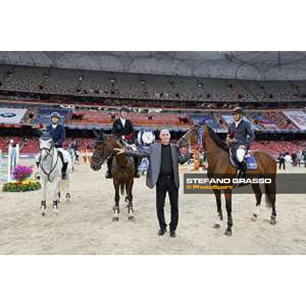 Group photo prize giving ceremony - Jos Veerloy,Martin Fuchs,Jiri Galatu Beijing, Bird\'s Nest 11th October 2019 Ph.Stefano Grasso/LBM